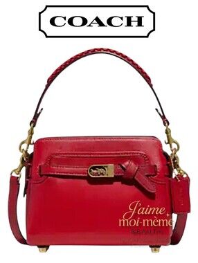 RETAIL Coach Smooth Leather Crossbody Tate 18 Candy Apple Red Horse And Carriage